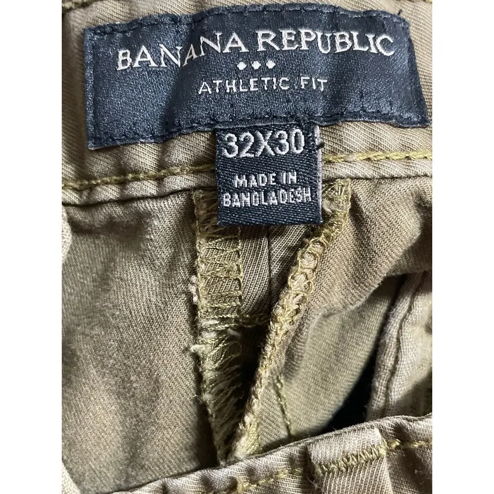 Banana Republic Mens Green Athletic Fit Tapered Trousers Denim Jeans Pants 32x30